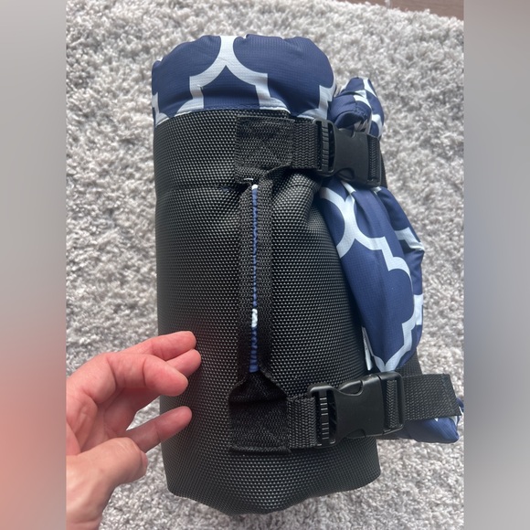 Blue Pattern Large Travel Dog Pillow/Bed (36Lx24W) With Handle/Packing Straps - Picture 4 of 5